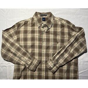 U.S Polo Shirt Men's Size Large Brown tan Plaid Button Down Casual Dress Shirt